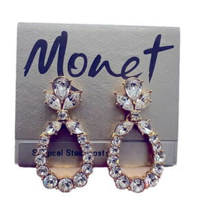 Monet goldtone cz fashion earrings